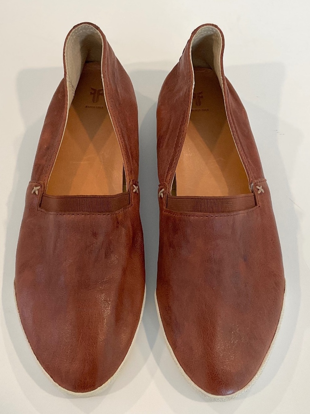 FRYE Melanie Cognac Brown Leather Slip-On Flats Size 10